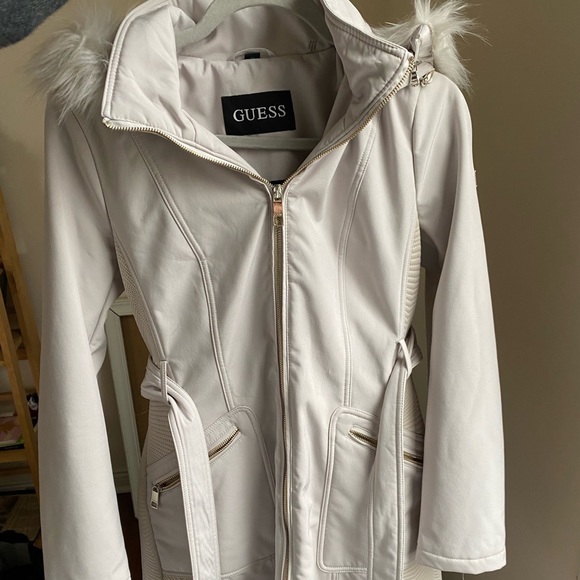 Guess Womens Slim Trench Coat White / Silver - Picture 5 of 7